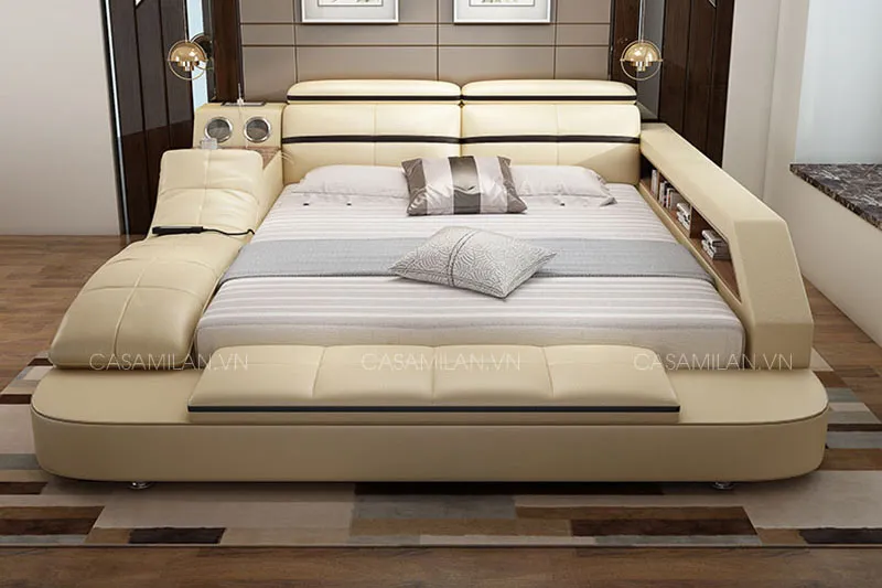 Giường ngủ massage thông minh khung gỗ chuẩn châu âu GSB25