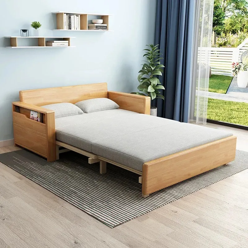 Giường gấp gỗ sồi cao cấp có ngắn kéo
