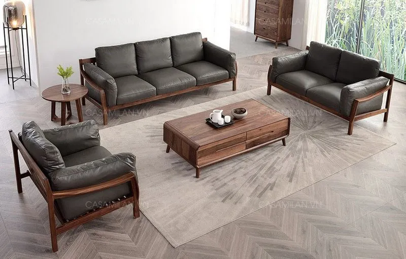 sofa gỗ phòng khách đẹp hiện đại