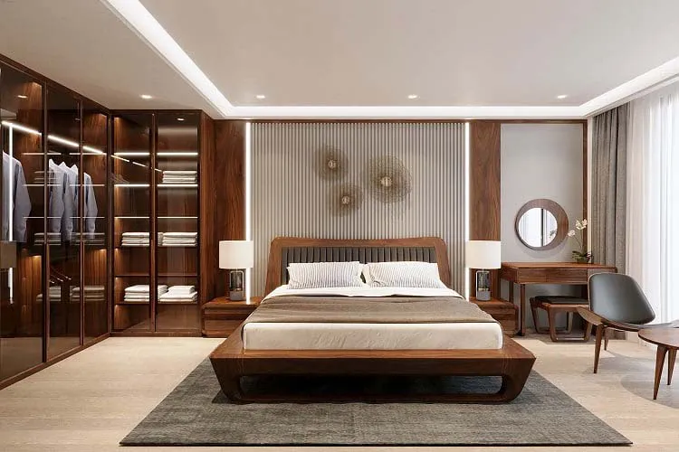Mẫu giường gỗ tự nhiên cao cấp cho phòng ngủ