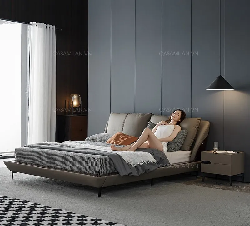 Giường da hiện đại cho phòng ngủ GD2208