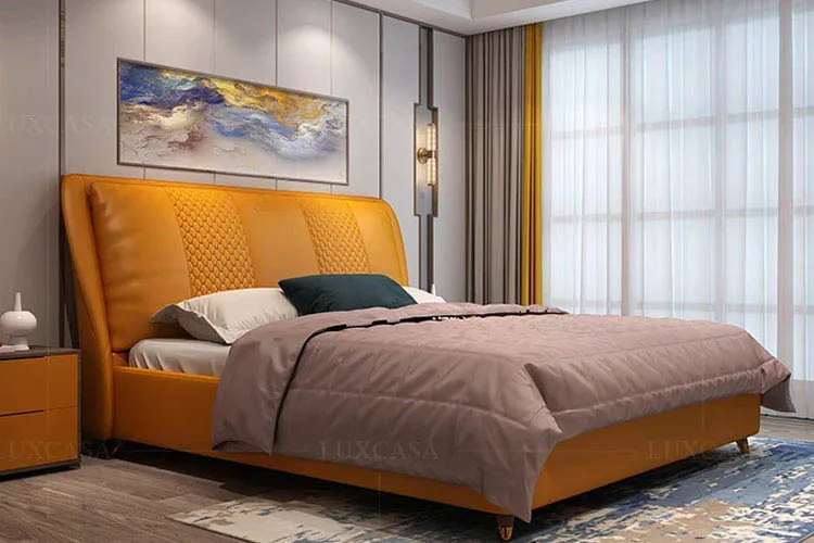 Giường da cho phòng ngủ phong cách Châu Âu sang trọng