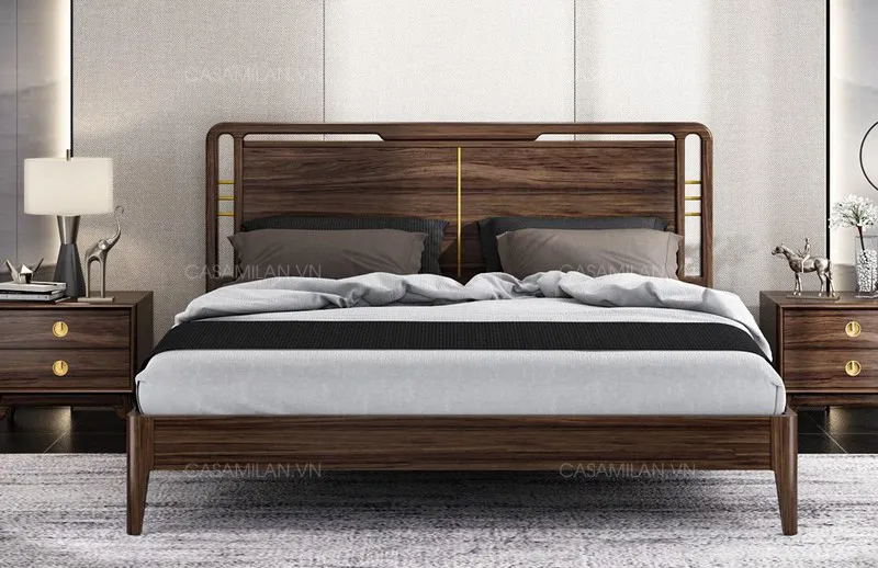 Giường gỗ tự nhiên cao cấp thiết kế tinh tế tỉ mỉ