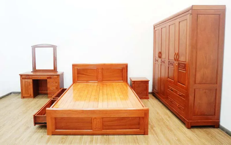 Giường ngủ gỗ xoan đào 1m8 giá rẻ hiện đại