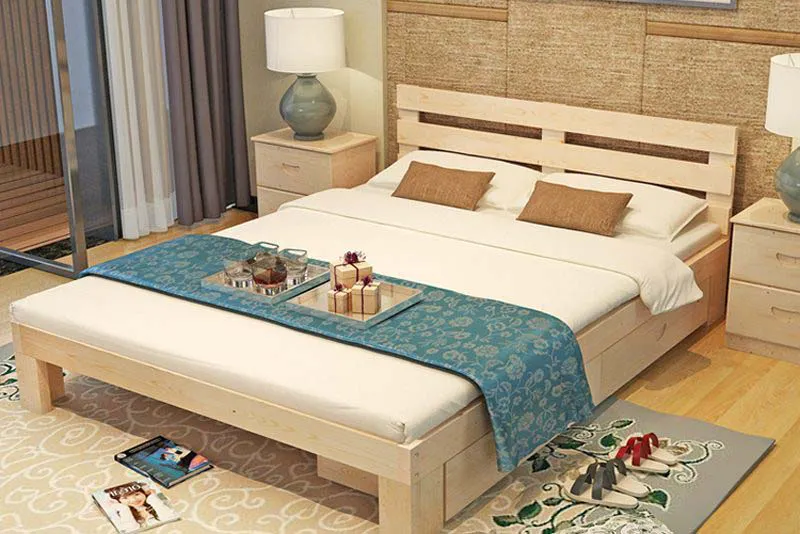 Giường ngủ 1m8x2m gỗ thông đẹp