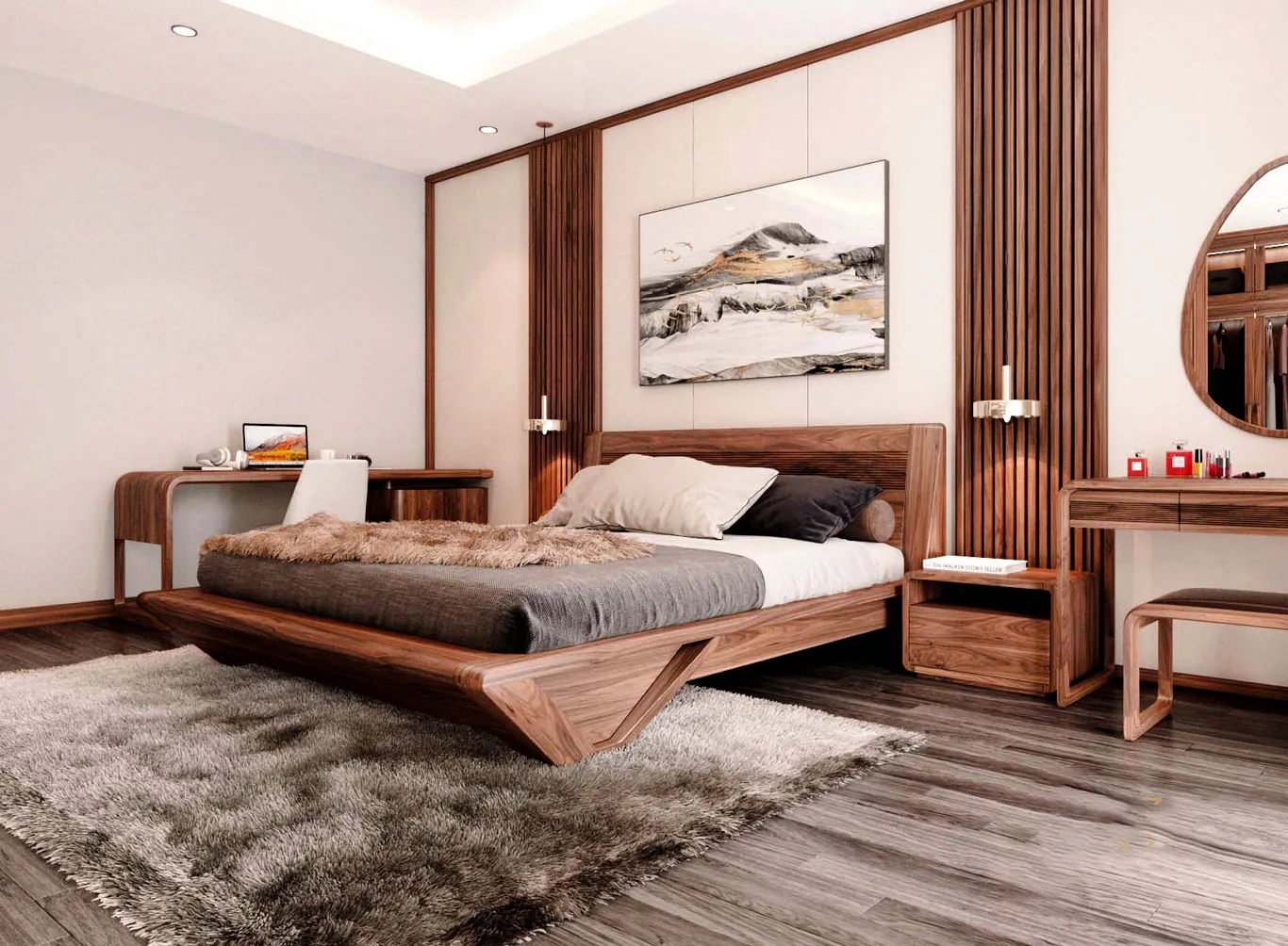 Mẫu giường ngủ gỗ tự nhiên cao cấp