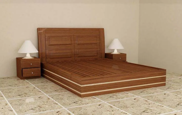 Giường gỗ xoan đào hiện đại