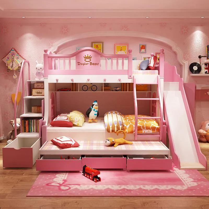 Giường ngủ thông minh cho bé gái màu hồng