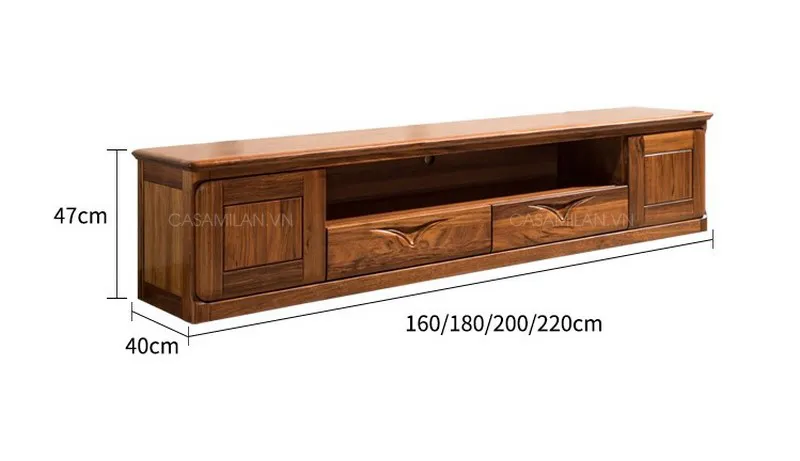 Kích thước kệ gỗ tivi phù hợp với không gian rộng rãi