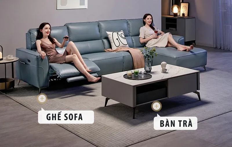 Kết hợp bộ sofa SF1219 với bàn trà tạo sự đồng bộ hài hòa.