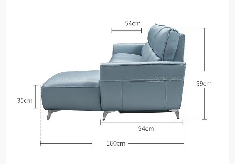 Kích thước chiều rộng sofa da cao cấp SF1219