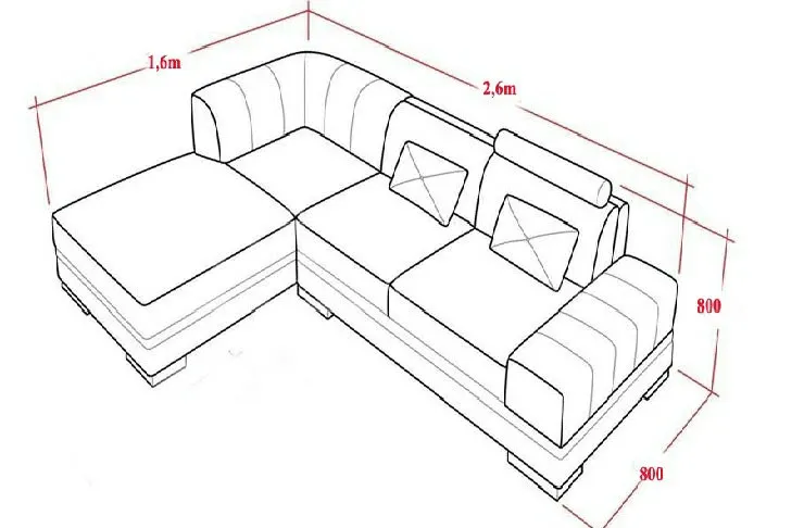 Kích thước bộ ghế sofa chữ L