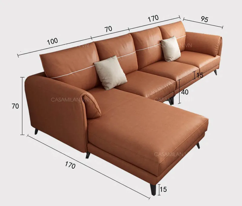 Kích thước Sofa da phòng khách SF1218