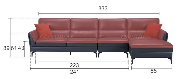 Kích thước sofa da cao cấp SF1228